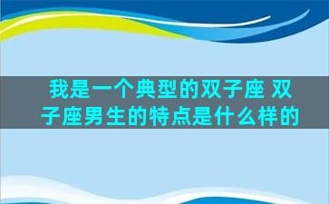 我是一个典型的双子座 双子座男生的特点是什么样的